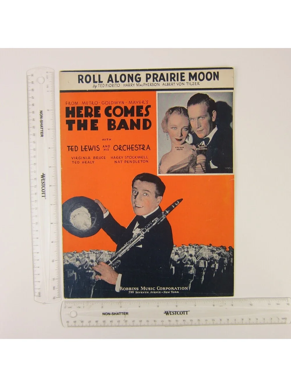 Sheet Music Roll Along Prairie Moon Here Comes The Band Ted Lewis Vintage 1935